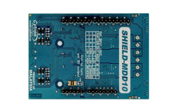 Rückseite des Treibers für Cytron Shield-MDD10 Motoren