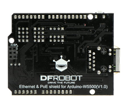 Ethernet- und PoE-Schild – Ansicht von unten.