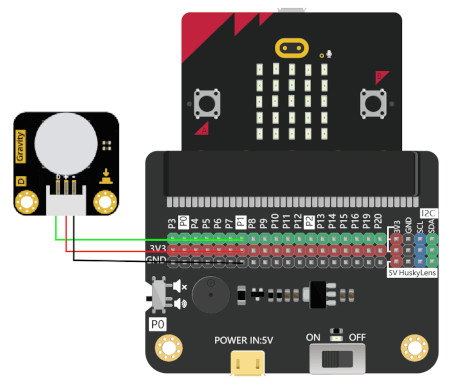 Ein Beispiel für die Verbindung eines Gravity - LED Button mit einem Micro: Bit Board von der BBC.