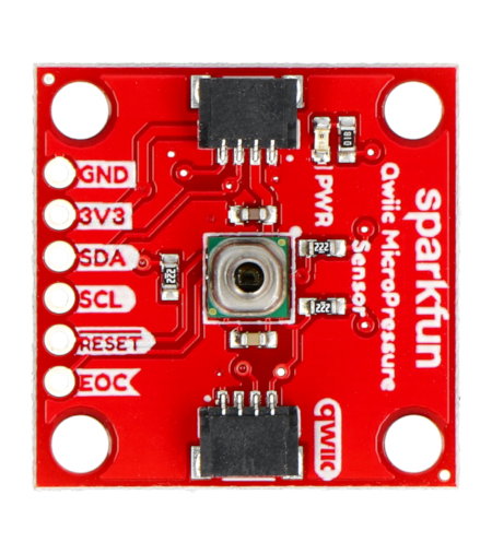 Das Board ist mit zwei Qwiic-Anschlüssen und Ausgängen in Form von Lötpads ausgestattet.