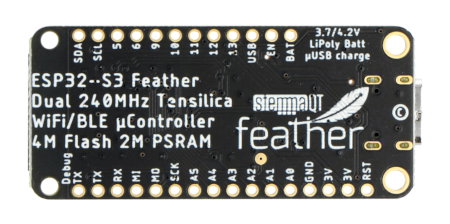 Feather ESP32-S3 - Rückansicht.