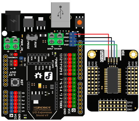 Anschlussplan des Moduls mit der DFRobot-Platine.