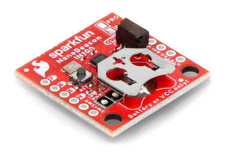 NanoBeacon Lite Board posiada gniazdo na baterię CR1225 3 V.