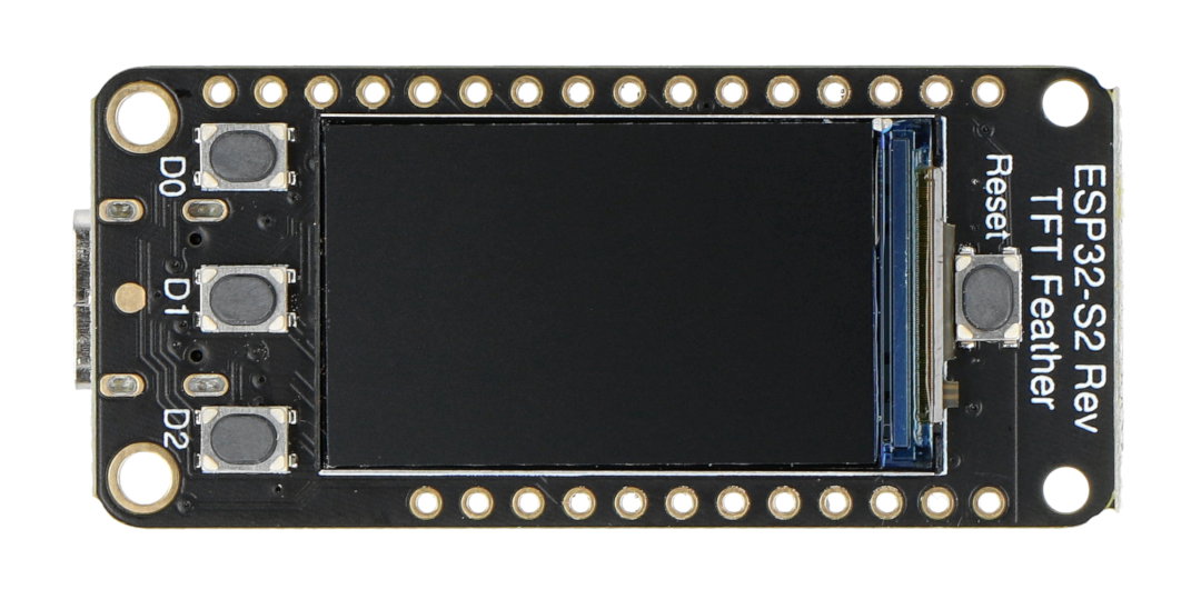 Das ESP32-S2 Feather Reverse ist ein Board mit integriertem TFT-Display von Adafruit