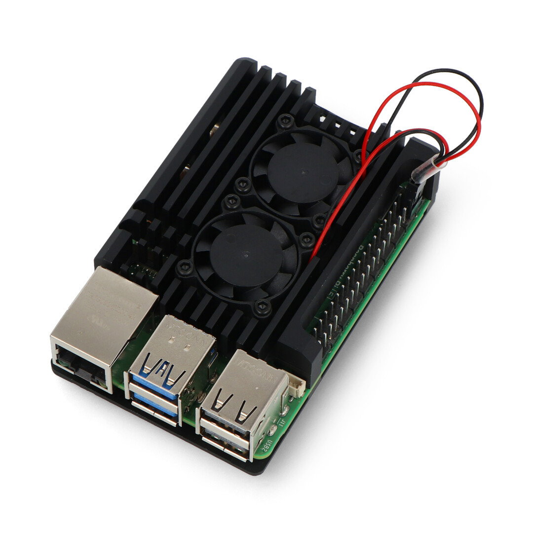 JustPi-Gehäuse für Raspberry Pi 5 mit zwei Lüftern - Aluminium - schwarz