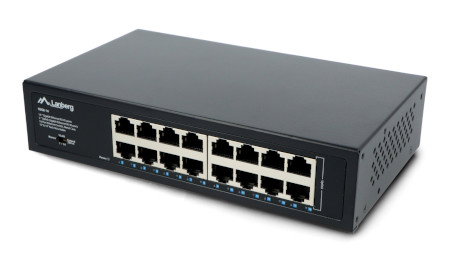 Switch do szaf serwerowych 10'' / 19'' - 16 portów 1000 Mbps - Lanberg RSGE-16