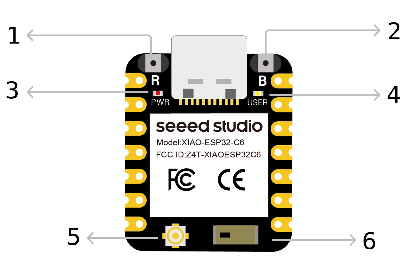 Seeed Studio Xiao ESP32-C6 - WiFi / Bluetooth - Seeedstudio 113991254