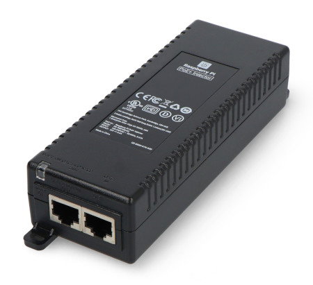 Raspberry Pi PoE+ Injector - oficjalny zasilacz PoE - RJ45 - z gniazdem IEC - 30 W - do Raspberry Pi - czarny