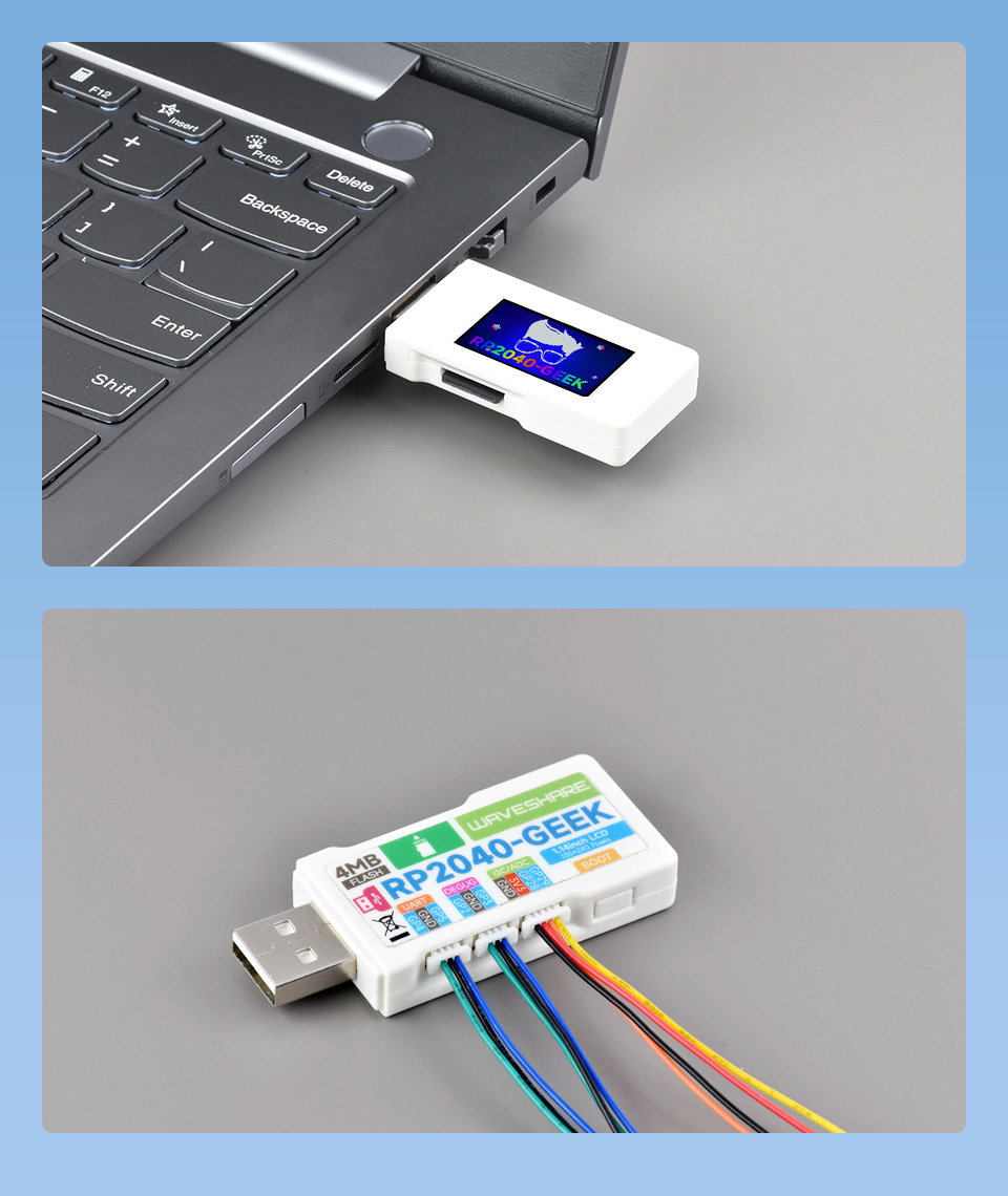 Enthält einen eingebetteten RP2040-Mikrocontroller-Chip von Raspberry Pi, der eine Reihe von Funktionen bietet