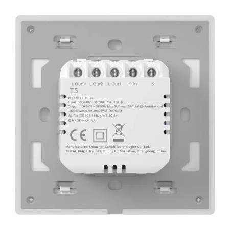 Sonoff TX T5 4C - inteligentny dotykowy przełącznik ścienny WiFi - 4-kanałowy - biały